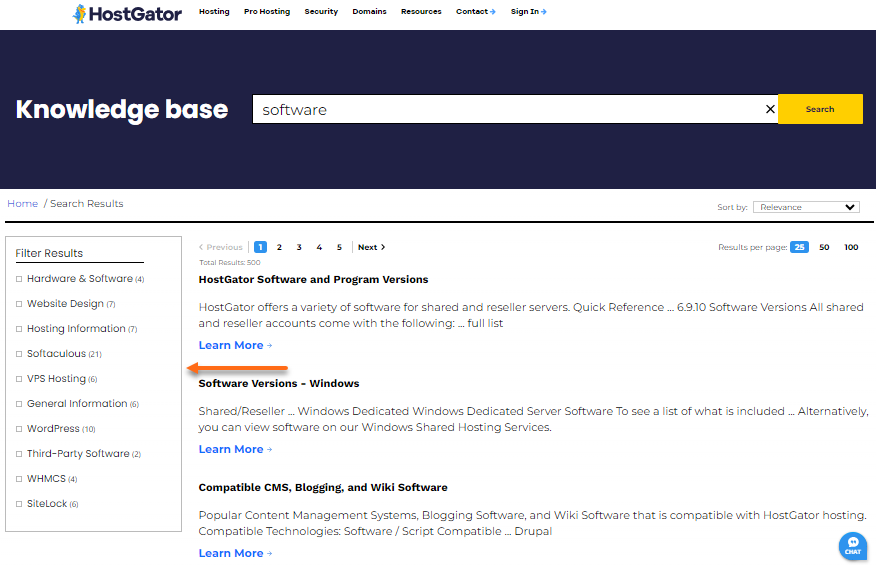 HostGator Search Portal - Browser by Topic