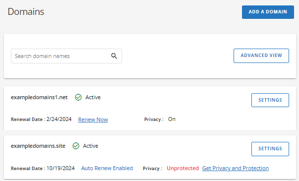 Summary View - Multiple domains