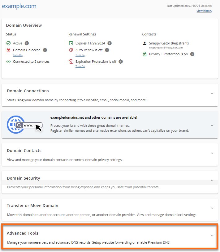 Domains advanced tools