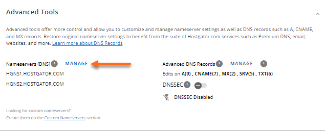 Manage Nameservers