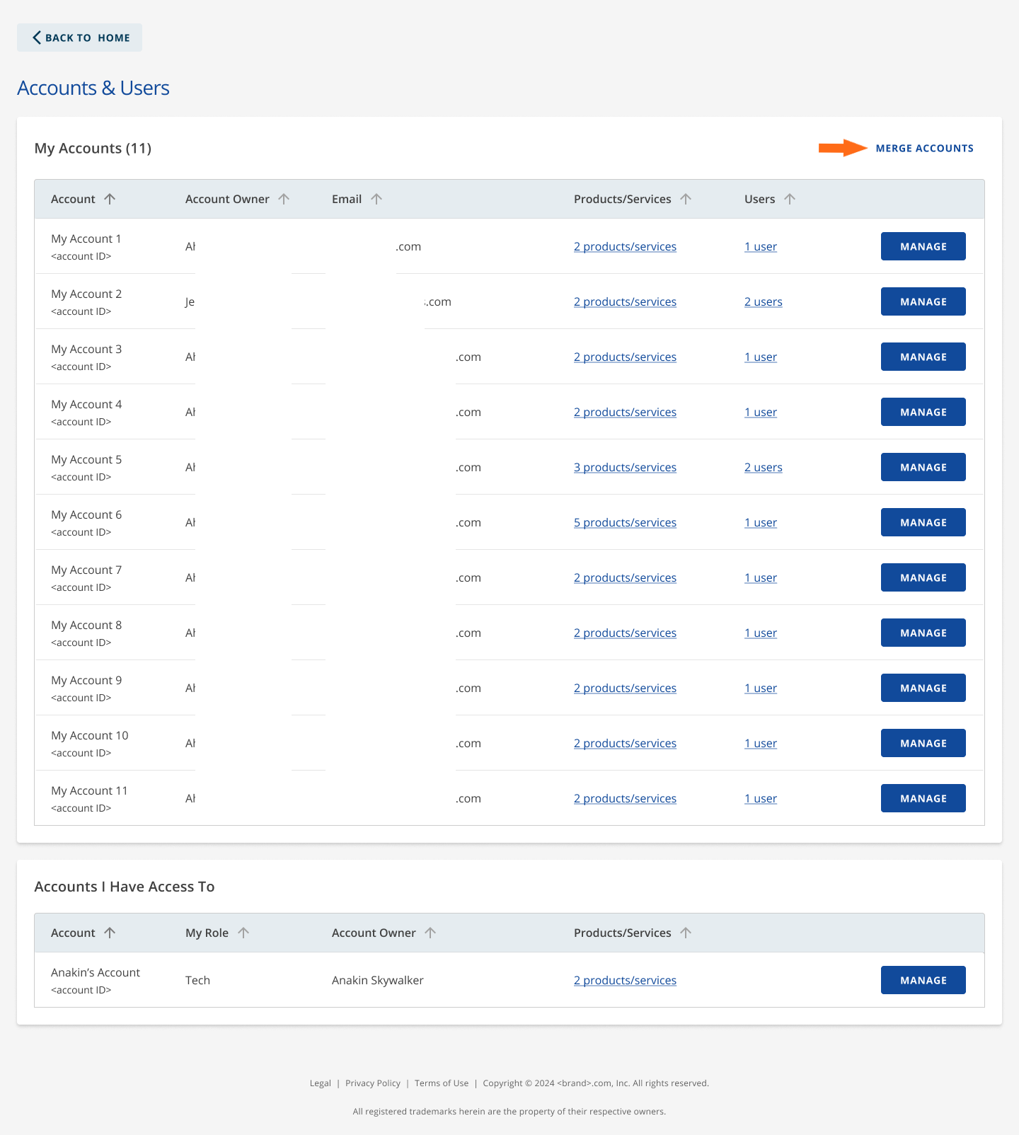 HostGator account manager domains tab