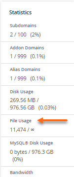 cPanel - Statistics - File Usage