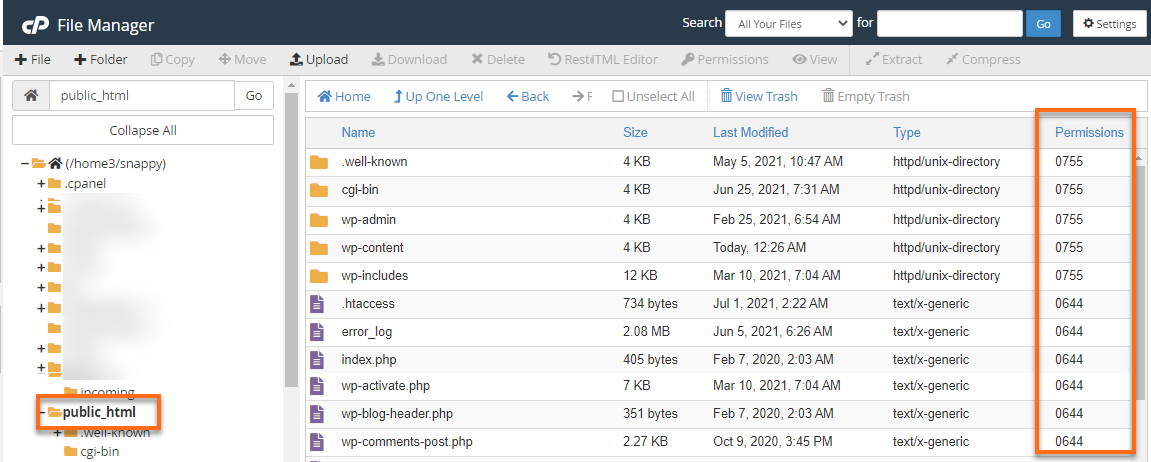 cPanel File Permissions