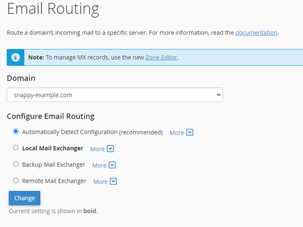 cPanel&#39;s Email Routing