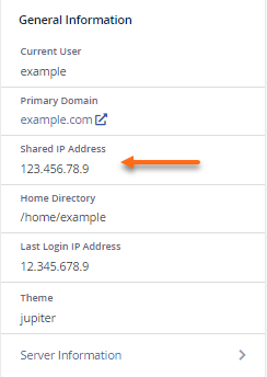 cPanel - Shared IP Address