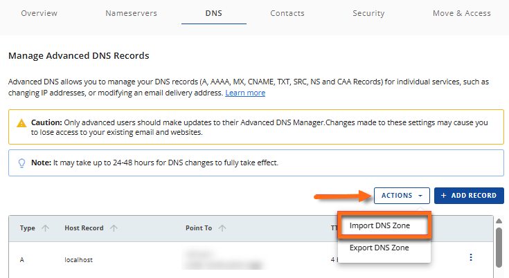 Import DNS