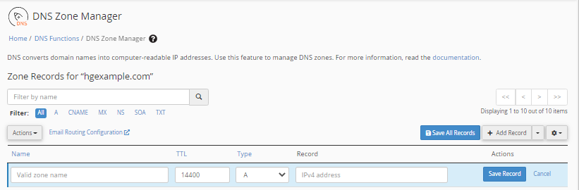 DNS Zone Manager - Add necessary DNS record
