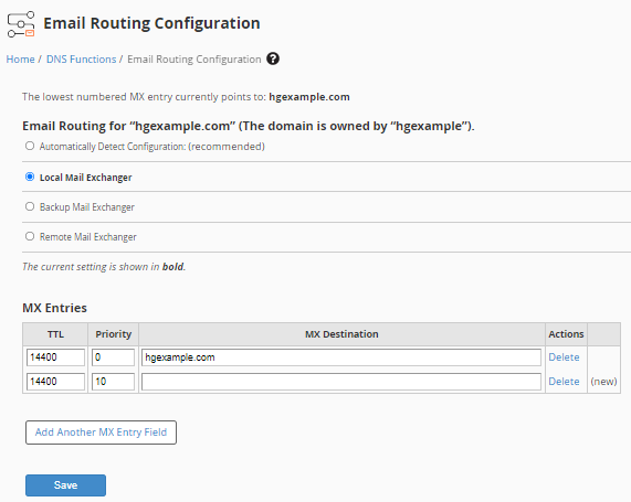 WHM - Select email routing method