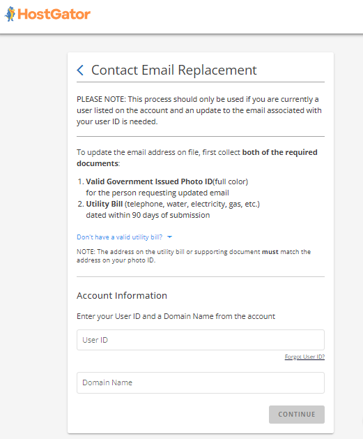 CER - Enter User ID and Domain name