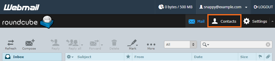 HostGator Roundcube Contacts Button