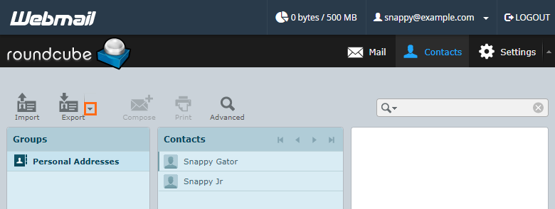HostGator Roundcube Export