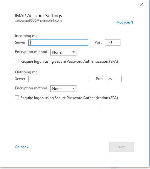 Microsoft Outlook IMAP Connection Settings
