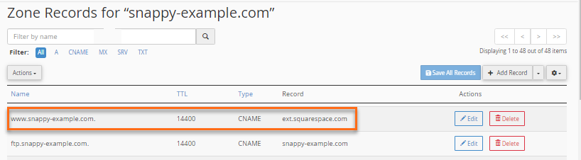 Squrespace Cname Record