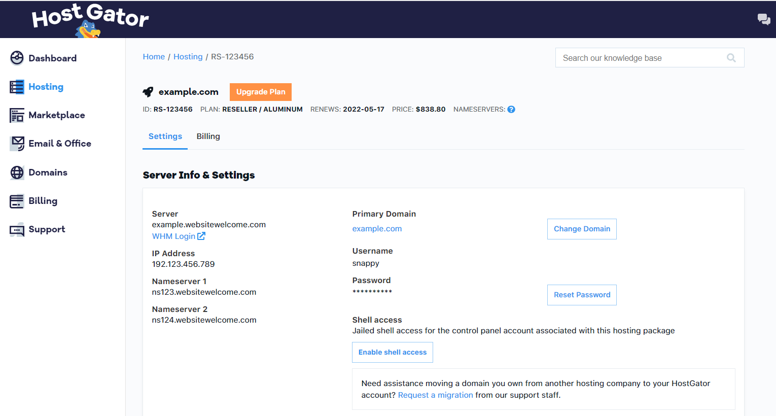 Customer Portal - Settings Tab