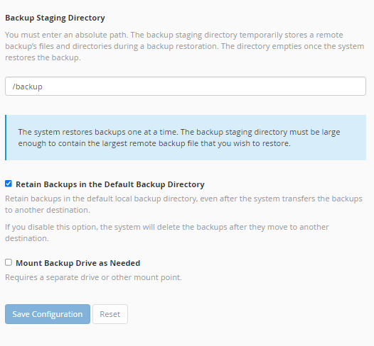 WHM - Save Configuration