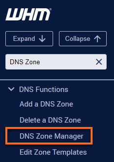 WHM - DNS Zone Manager