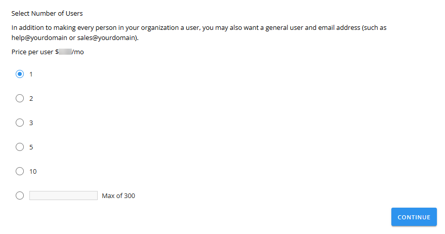 Professional Email - Select number of users