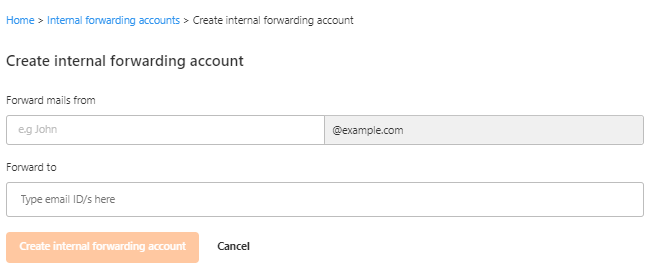Manage Professional Email - Create internal forwarding account