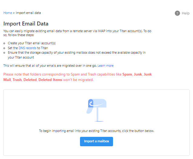 Manage Professional Email - Import Email Data