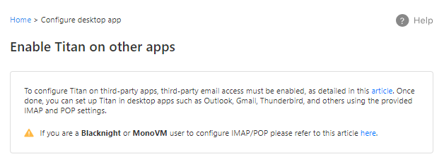 Manage Professional Email - Enable Titan on other apps