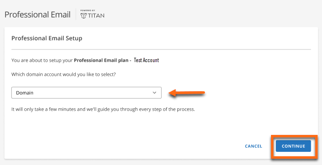 Professional Email - Select domain