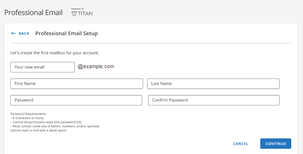 Professional Email - Enter username and password