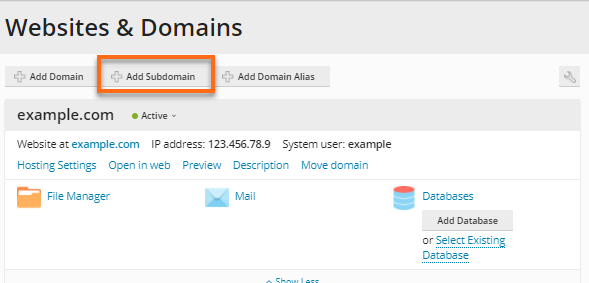 Plesk - Add a Subdomain