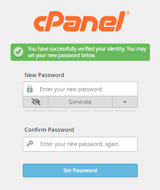 cPanel - Enter New Password