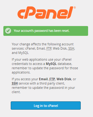 cPanel - Password reset