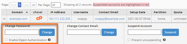 WHM - Change Password Field