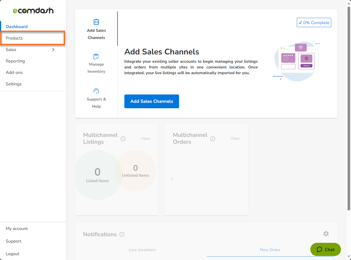Ecomdash - Products tab
