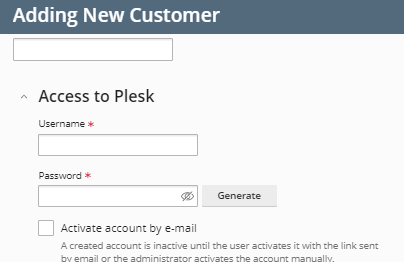 Access to Plesk section