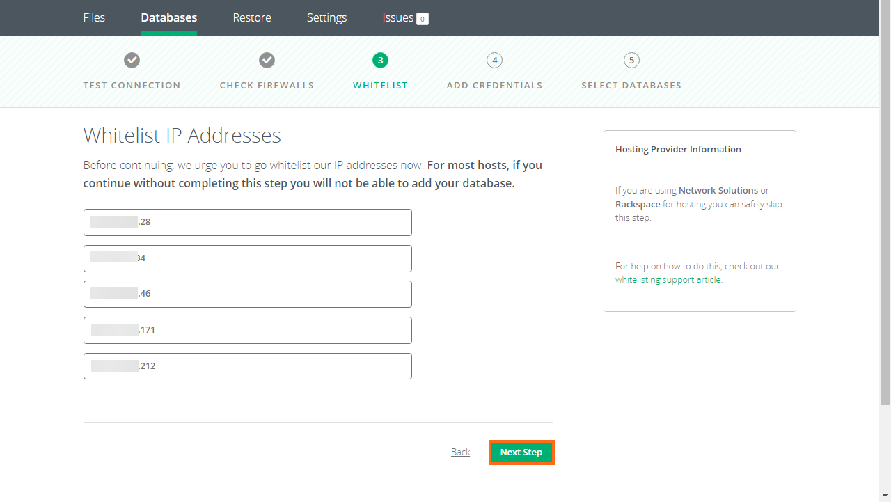 CodeGuard Database Check Connection