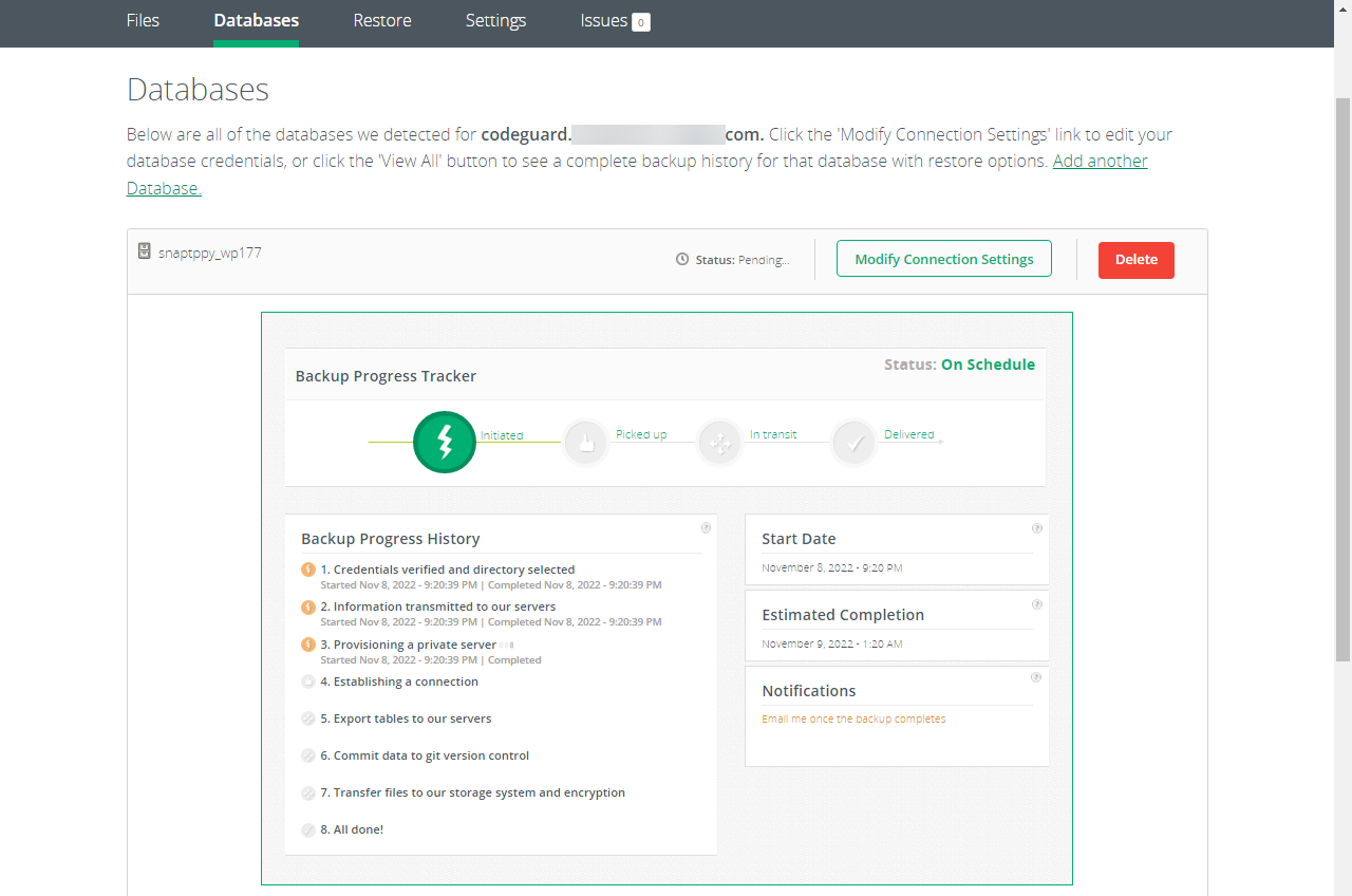 CodeGuard Database Results