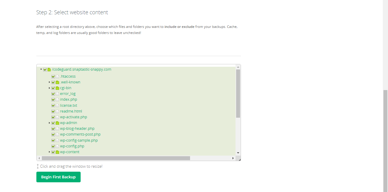 CodeGuard Select Website Content