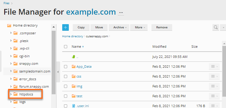 Plesk - File Manager