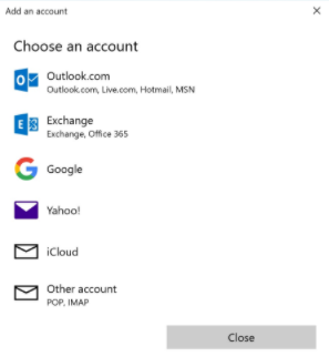 Windows - Mail - Choose an Account