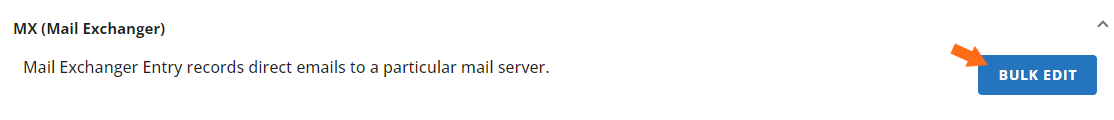 DNS Records - MX - Bulk Edit