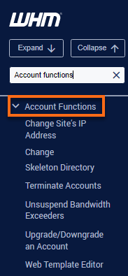 WHM account functions