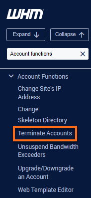 WHM terminate account