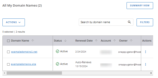 Advanced View - Multiple domains