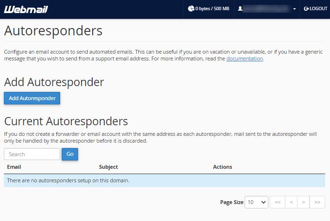 Webmail - Autoresponders