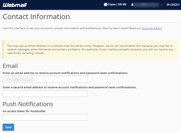 Webmail - Contact Information