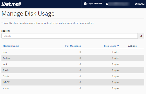 Webmail - Manage Disk Usage