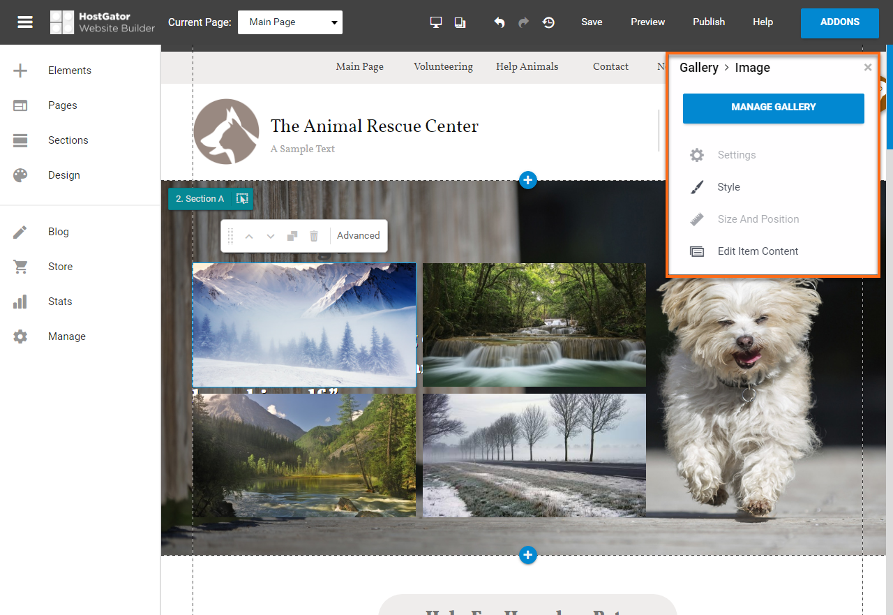 HostGator Website Builder Editing Existing Elements
