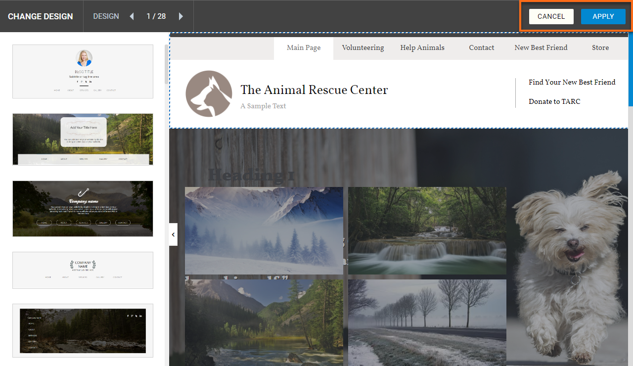 HostGator Website Builder Preconfigured Element Designs