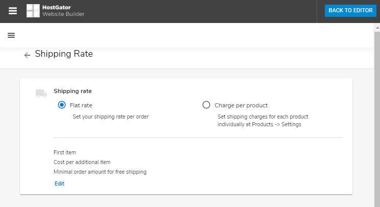 Website Builder - Shipping Rate