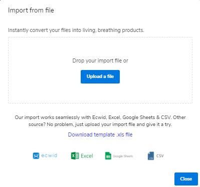 Website Builder - Products - Import File
