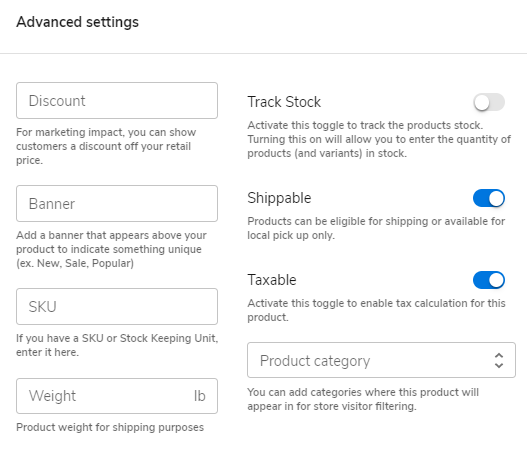 Hostgator website builder advanced settings for product