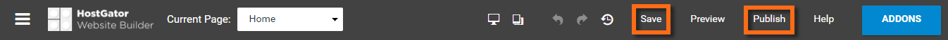 Website Builder - Save - Preview - Publish